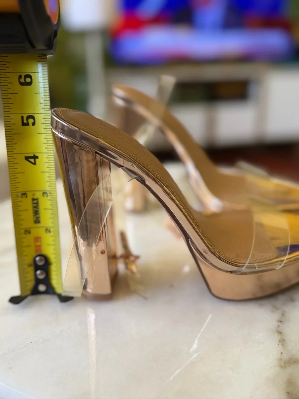 ASOS Clear Strap Rose Gold Platform Heels